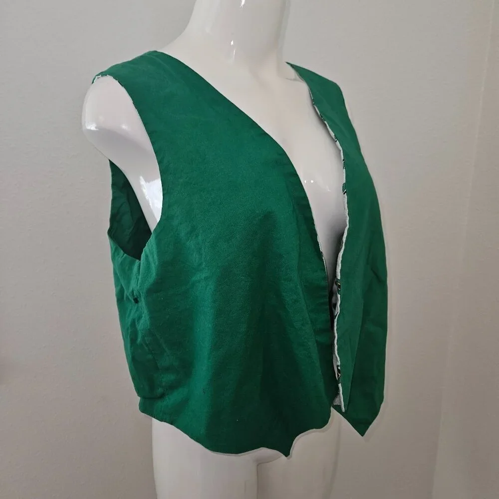 Handmade St Patrick's Day Reversible Vest Green Leprechaun Child Lg? Adult Sm?